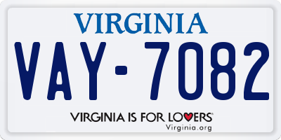 VA license plate VAY7082