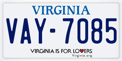 VA license plate VAY7085