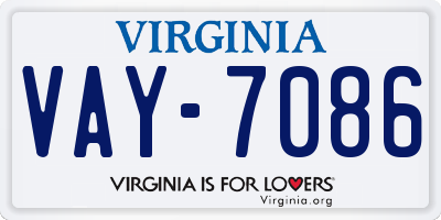 VA license plate VAY7086