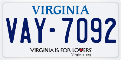 VA license plate VAY7092