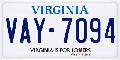 VA license plate VAY7094