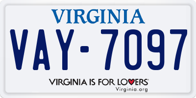 VA license plate VAY7097