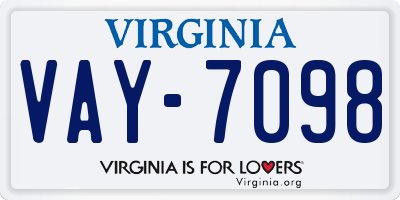 VA license plate VAY7098
