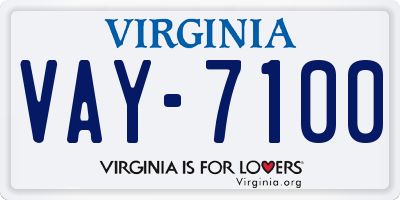 VA license plate VAY7100