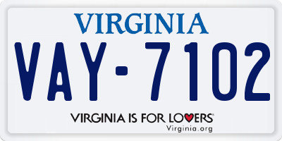 VA license plate VAY7102