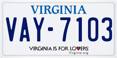 VA license plate VAY7103