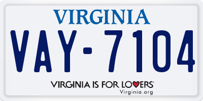 VA license plate VAY7104