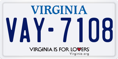 VA license plate VAY7108