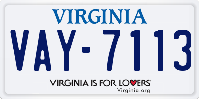 VA license plate VAY7113