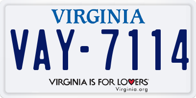 VA license plate VAY7114