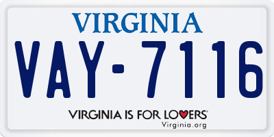 VA license plate VAY7116