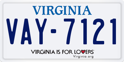 VA license plate VAY7121