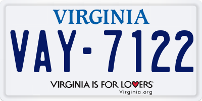 VA license plate VAY7122