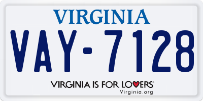 VA license plate VAY7128
