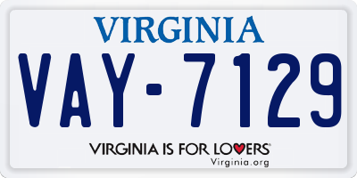 VA license plate VAY7129