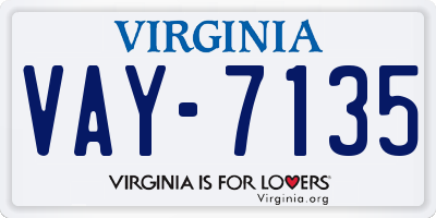 VA license plate VAY7135