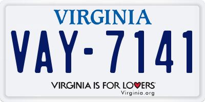 VA license plate VAY7141