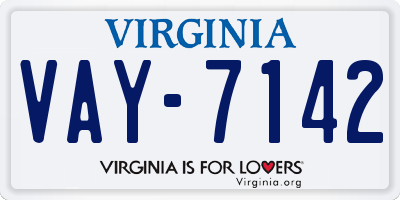VA license plate VAY7142