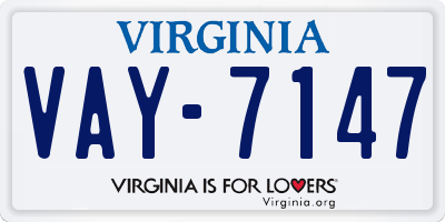 VA license plate VAY7147