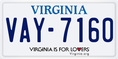 VA license plate VAY7160