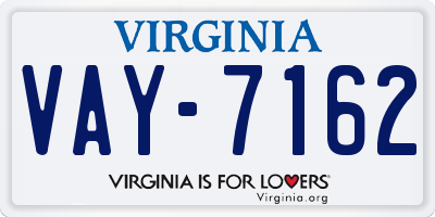 VA license plate VAY7162