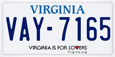 VA license plate VAY7165