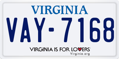 VA license plate VAY7168