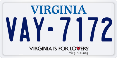 VA license plate VAY7172
