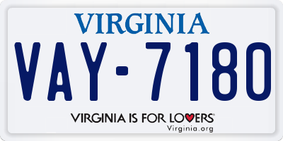 VA license plate VAY7180