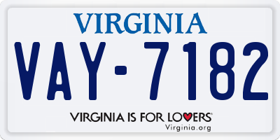 VA license plate VAY7182