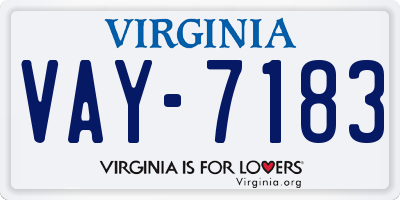 VA license plate VAY7183