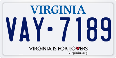VA license plate VAY7189