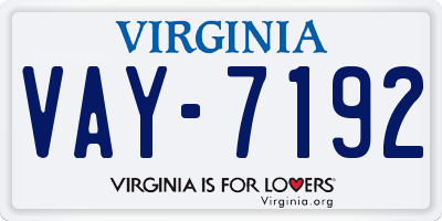 VA license plate VAY7192