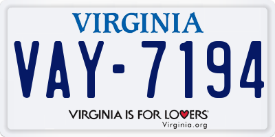 VA license plate VAY7194
