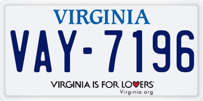 VA license plate VAY7196