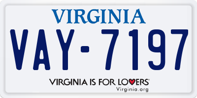 VA license plate VAY7197