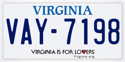VA license plate VAY7198