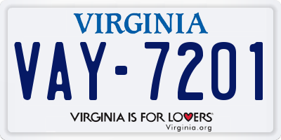 VA license plate VAY7201
