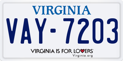 VA license plate VAY7203