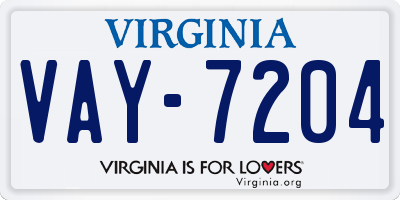 VA license plate VAY7204