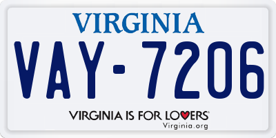VA license plate VAY7206