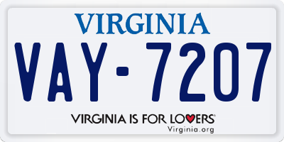 VA license plate VAY7207