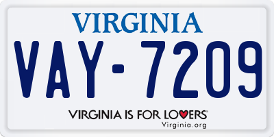 VA license plate VAY7209