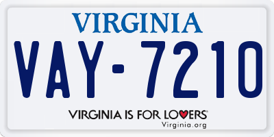 VA license plate VAY7210