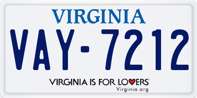 VA license plate VAY7212
