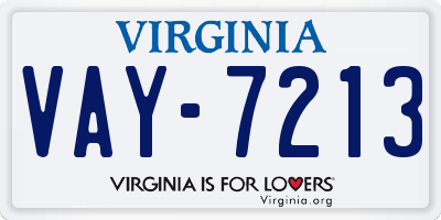VA license plate VAY7213