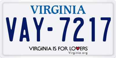 VA license plate VAY7217