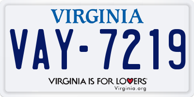 VA license plate VAY7219