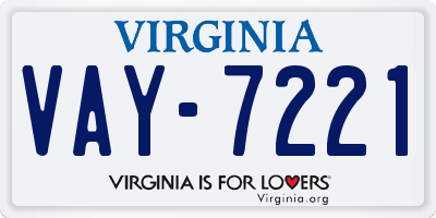 VA license plate VAY7221
