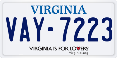 VA license plate VAY7223